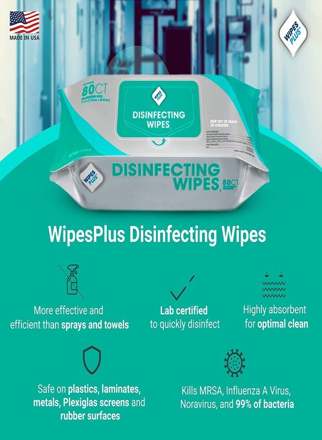 WipesPlus Disinfecting Wipes - Industrial Strength Sanitizing Wipes - Pack of 80 Disinfectant Wipes - Made in the USA - Image 2